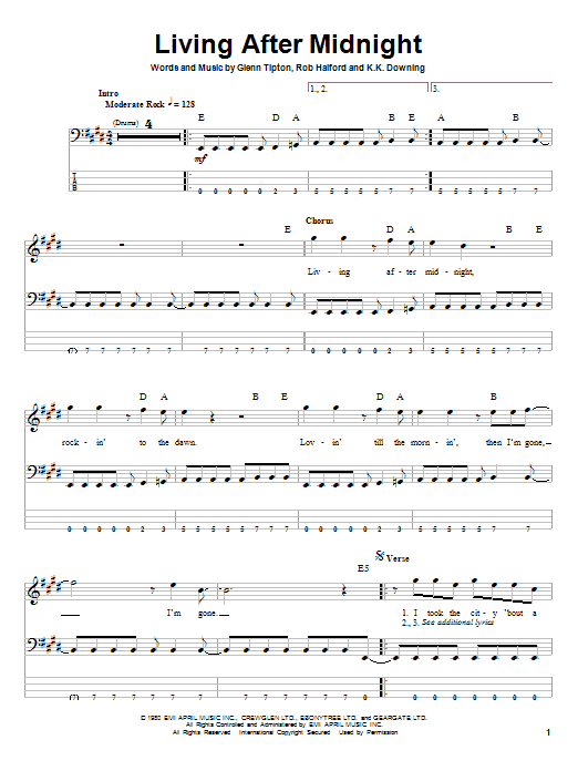 Learn To Fly sheet music for bass (tablature) (bass guitar) (PDF)