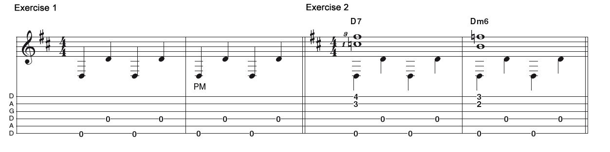 blues tablature using thumb chords