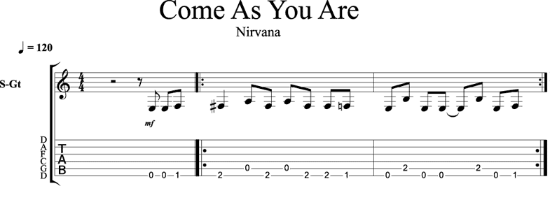 Асе ю. Нирвана табы come as you. Табы для гитары Nirvana. Nirvana come as you are табы. Come us you are табы.